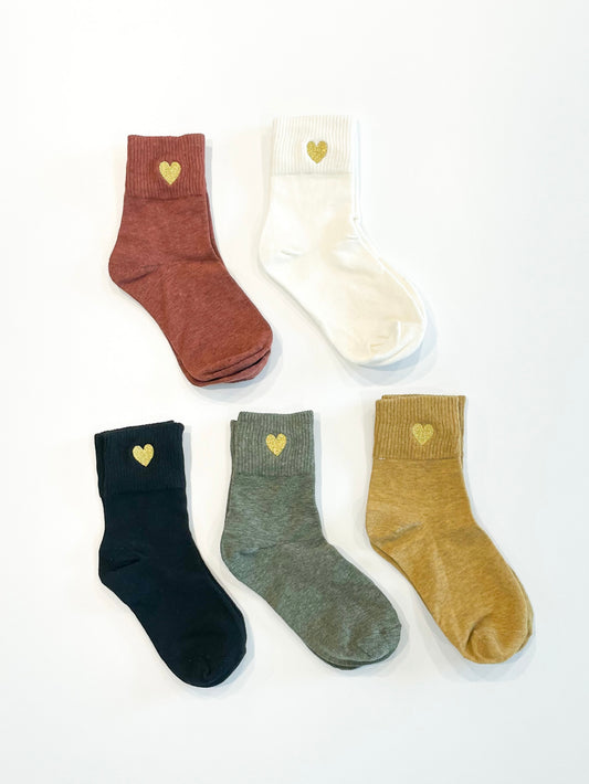 Embroidered Heart Ankle Socks